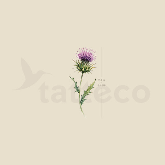 Small Watercolor Thistle Temporary Tattoo - Set of 3