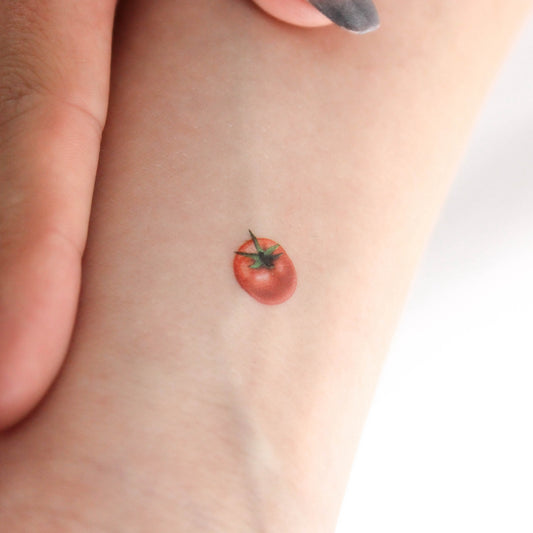 Tiny Red Tomato Temporary Tattoo - Set of 3