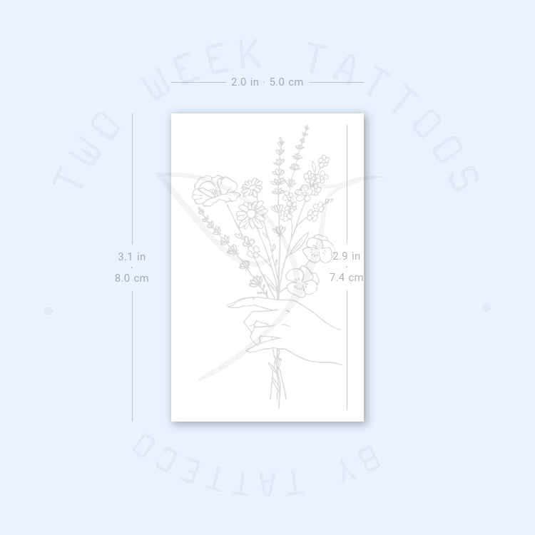Hand Holding Flowers Semi-Permanent Tattoo - Set of 2