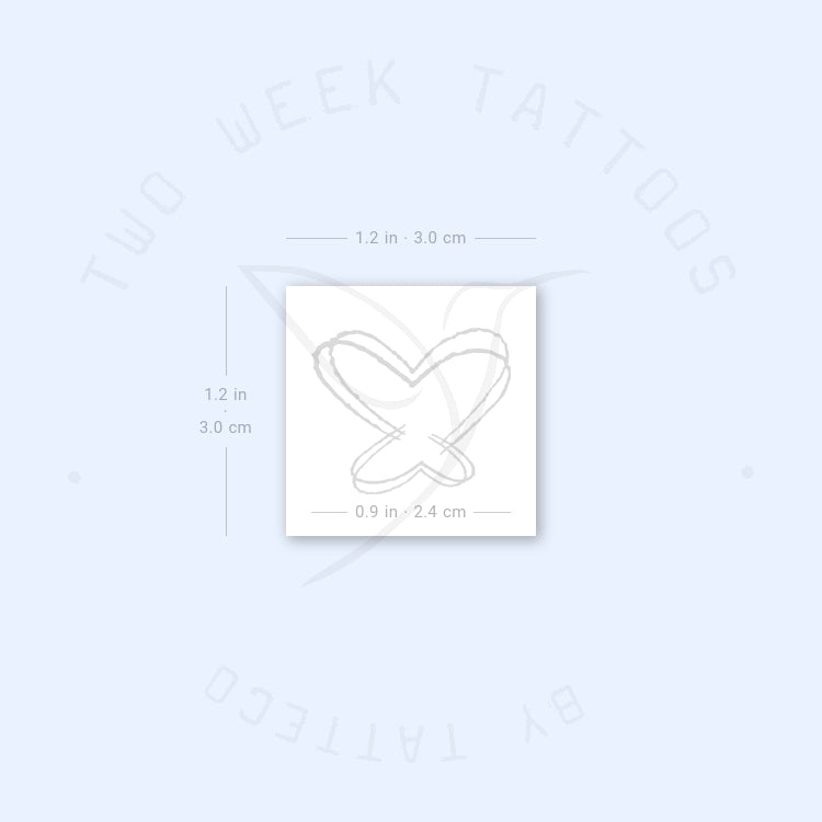 Double Heart Butterfly Semi-Permanent Tattoo - Set of 2