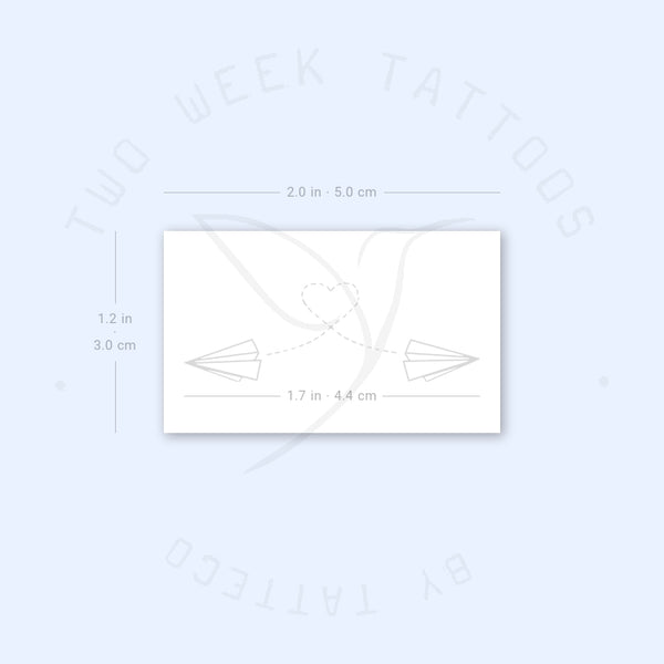Two Paper Airplane Flying Semi-Permanent Tattoo - Set of 2