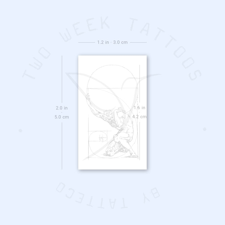 Crouching Figure Of Atlas + Golden Spiral Semi-Permanent Tattoo - Set of 2