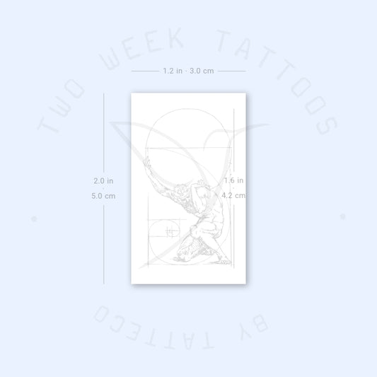 Tatuaje semipermanente de la figura de Atlas agachado y espiral dorada (juego de 2)
