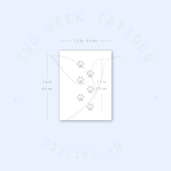 Six Tiny Paw Print Semi-Permanent Tattoo - Set of 2