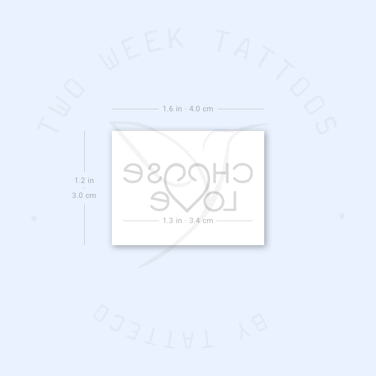 Tatuaje semipermanente pequeño "Choose Love" - ​​Juego de 2