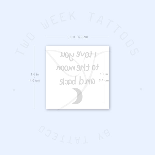Tatuaje semipermanente "Te amo hasta la luna y más allá" y "Creciente" (juego de 2)