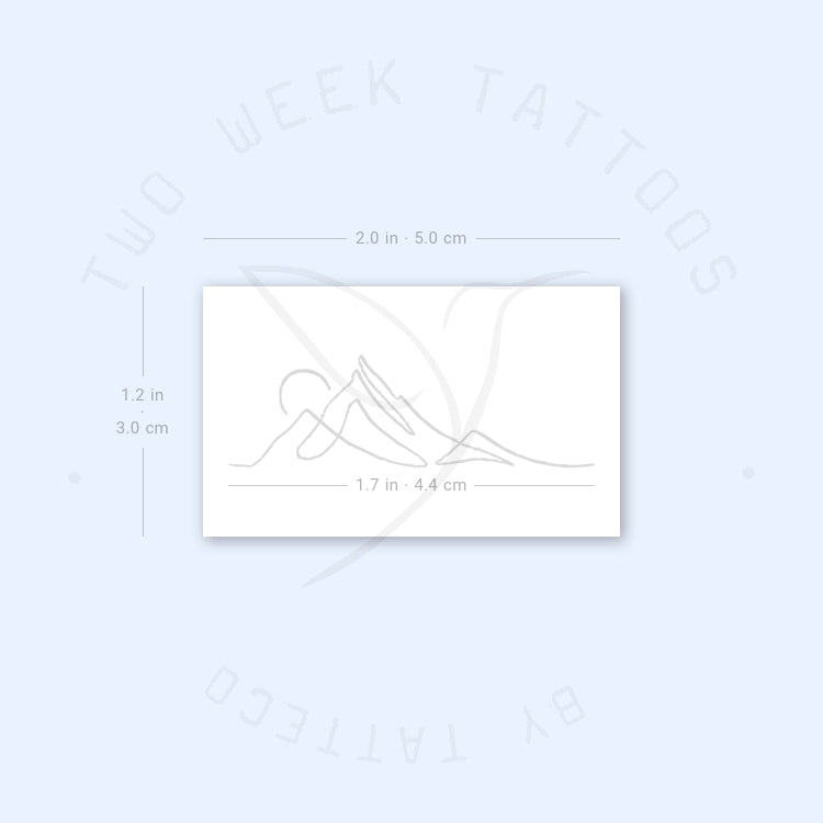 Single Line Mountain Sunrise Semi-Permanent Tattoo - Set of 2