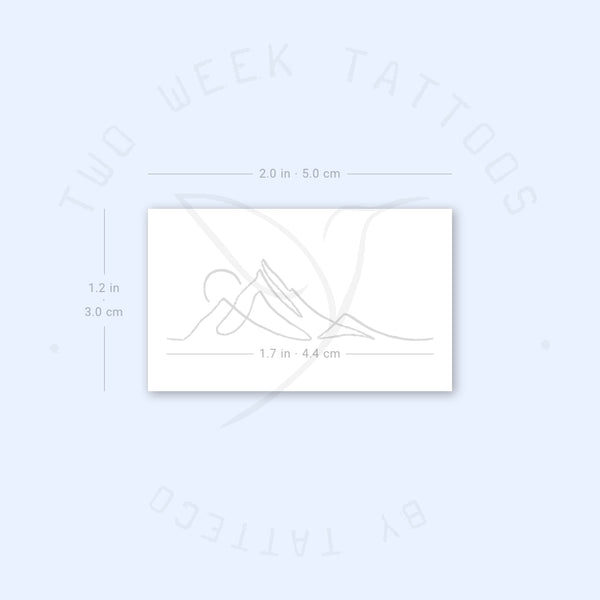 Single Line Mountain Sunrise Semi-Permanent Tattoo - Set of 2