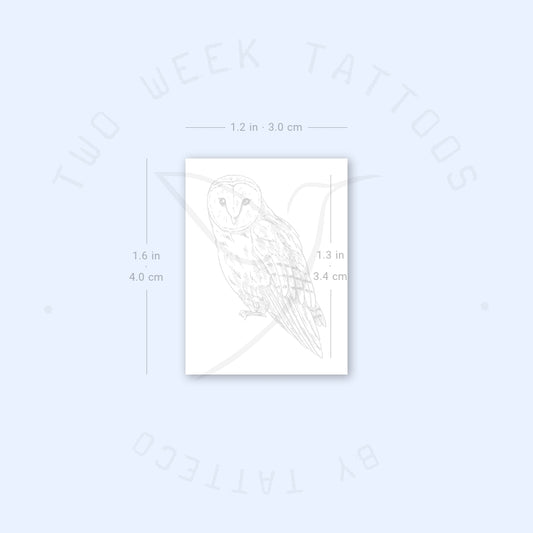Barn Owl Semi-Permanent Tattoo - Set of 2