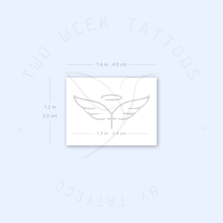 Wings, Cross And Halo Semi-Permanent Tattoo - Set of 2