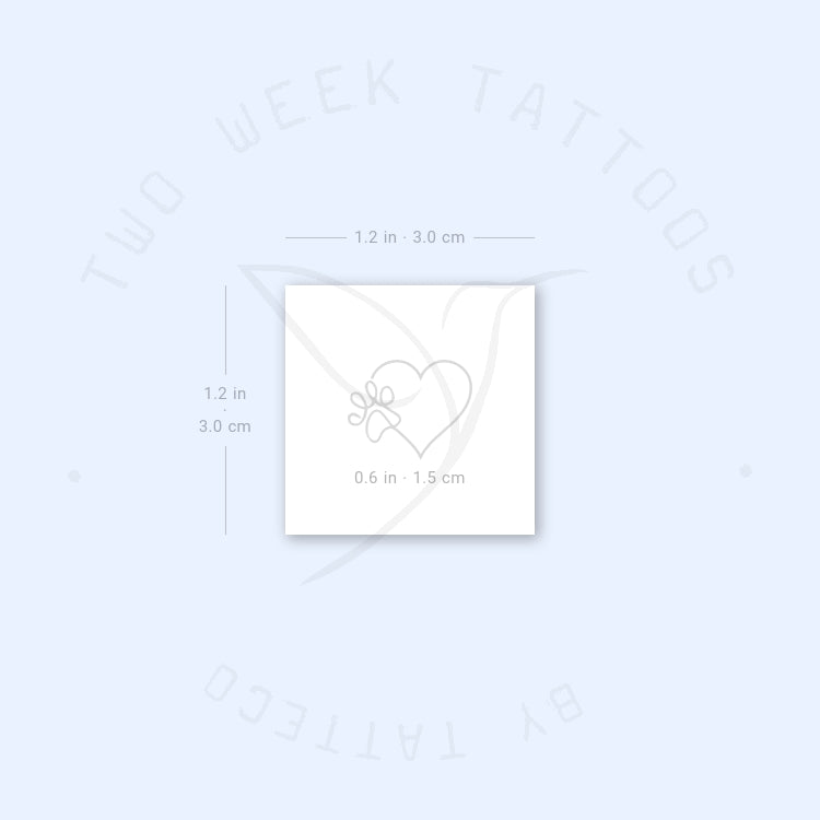 One Line Paw Heart Semi-Permanent Tattoo - Set of 2