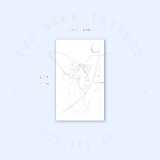 Tatuaje semipermanente de sirena y luna (juego de 2)