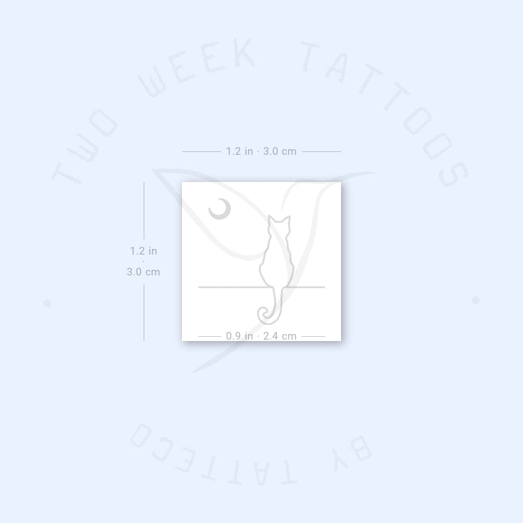 Cat Looking At The Moon Semi-Permanent Tattoo - Set of 2