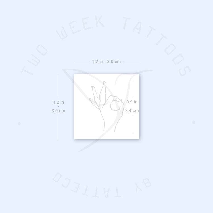 Small Ok Gesture Semi-Permanent Tattoo - Set of 2