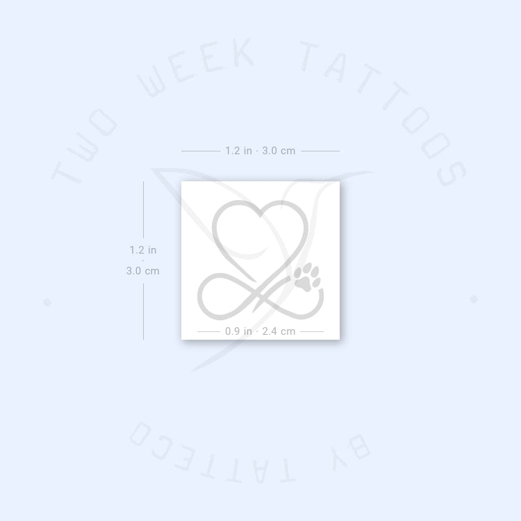 Infinity Heart And Dog Paw Print Semi-Permanent Tattoo - Set of 2