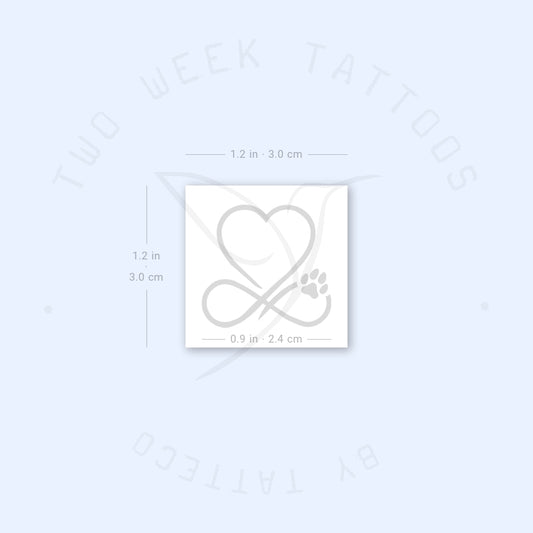 Infinity Heart And Dog Paw Print Semi-Permanent Tattoo - Set of 2