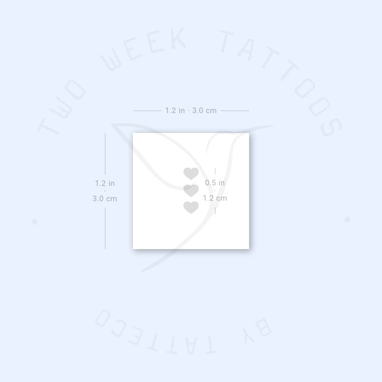 Three Tiny Black Hearts Semi-Permanent Tattoo - Set of 2