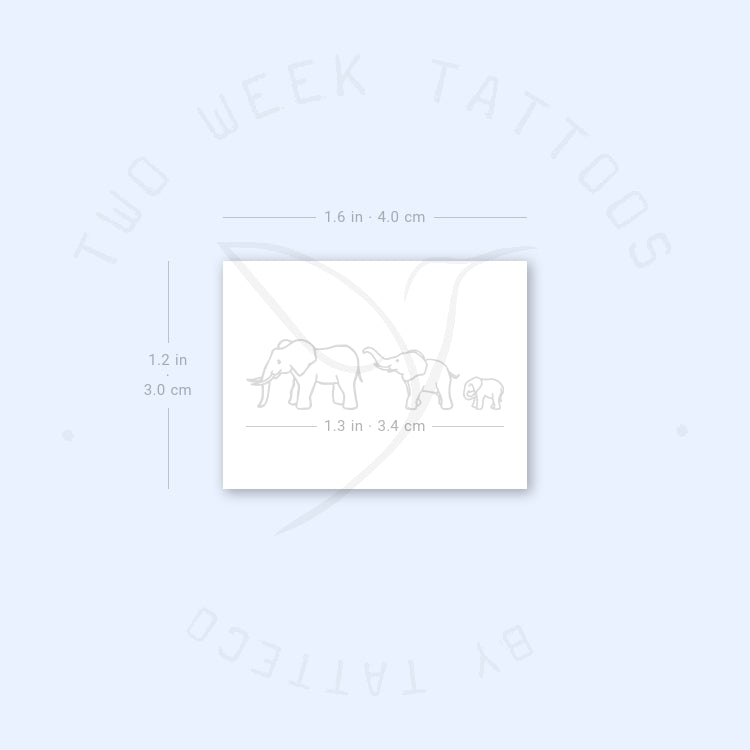 Small Elephant Family Semi-Permanent Tattoo - Set of 2