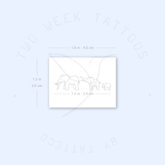 Small Elephant Family Semi-Permanent Tattoo - Set of 2