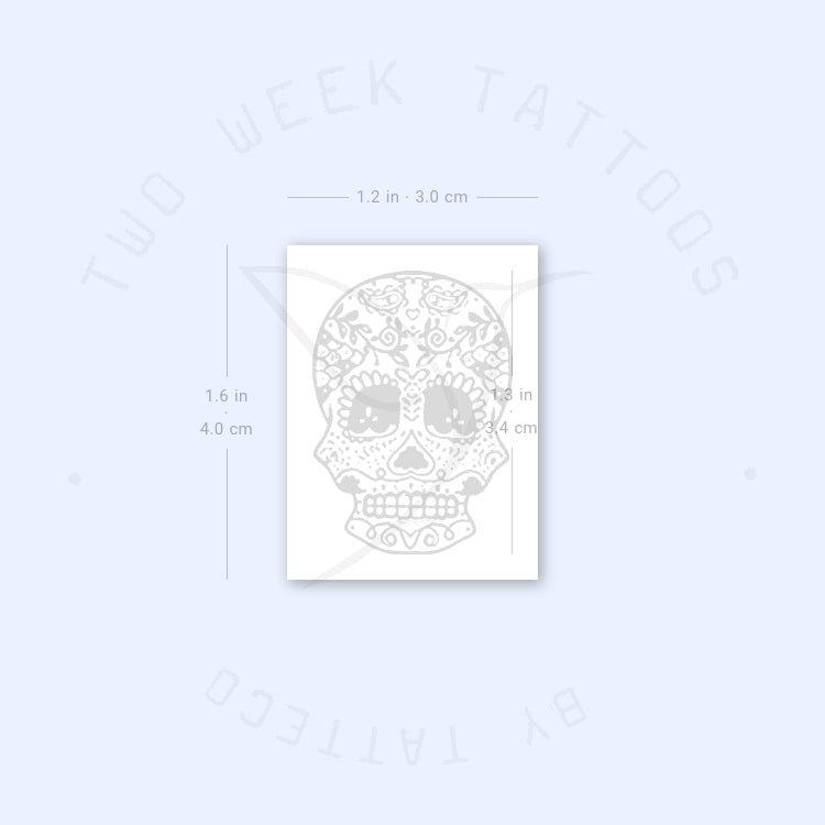Tatuaje semipermanente de calavera de azúcar pequeña (juego de 2)