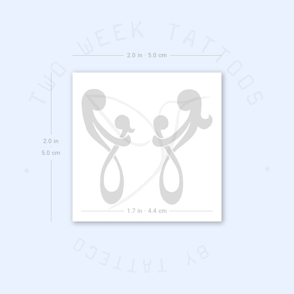 Small Parents And Children Symbol Semi-Permanent Tattoo - Set of 2