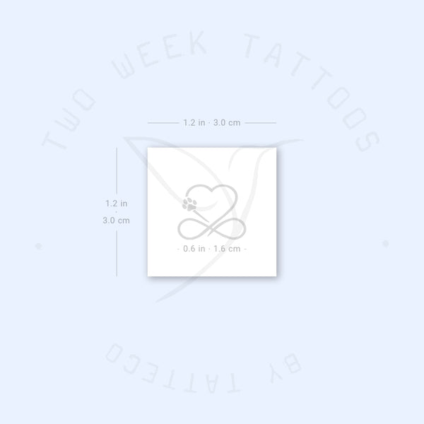 Dog Paw Print Infinity Heart Semi-Permanent Tattoo - Set of 2