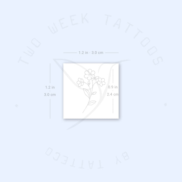Small Fine Line Forget-me-not Semi-Permanent Tattoo - Set of 2