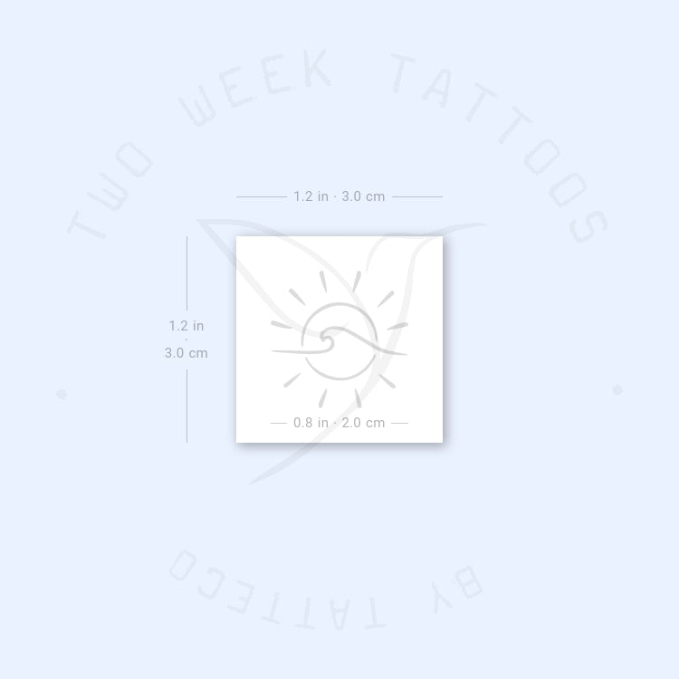 Tatuaje semipermanente de sol y olas (juego de 2)