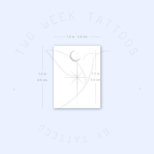 Tatuaje semipermanente de estrella del norte y luna (juego de 2)