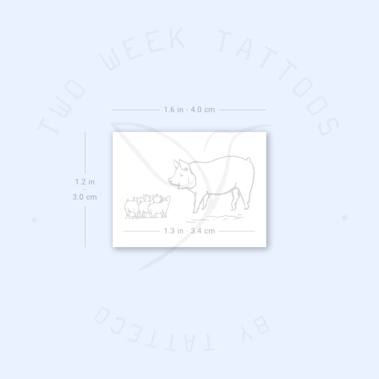 Pig Family Semi-Permanent Tattoo - Set of 2