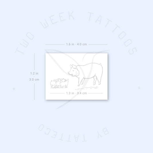 Pig Family Semi-Permanent Tattoo - Set of 2