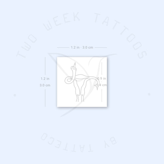 Uterus Middle Finger Semi-Permanent Tattoo - Set of 2