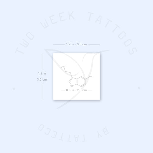 Tatuaje semipermanente pequeño de la estructura química de la serotonina (juego de 2)
