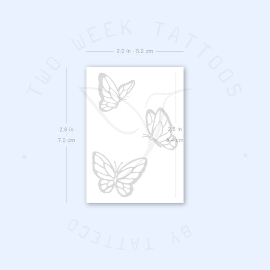 Three Butterflies Semi-Permanent Tattoo - Set of 2