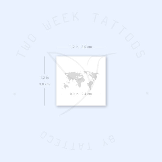 Tatuaje semipermanente de mapa del mundo pequeño (juego de 2)