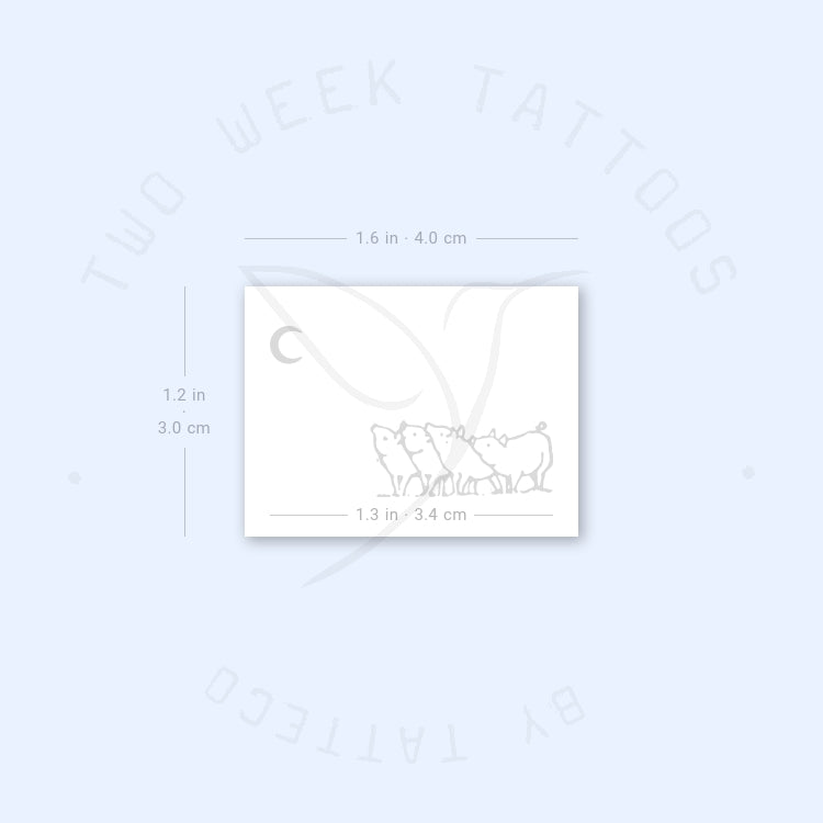 Piglets And The Moon Semi-Permanent Tattoo - Set of 2