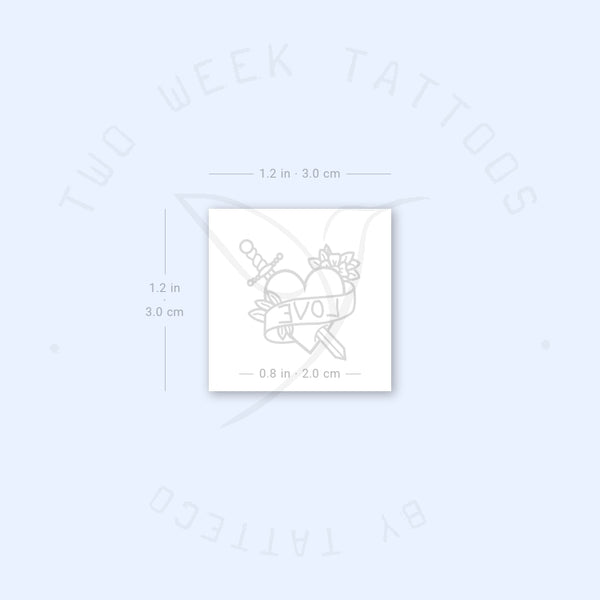 Heart And Sword Semi-Permanent Tattoo - Set of 2