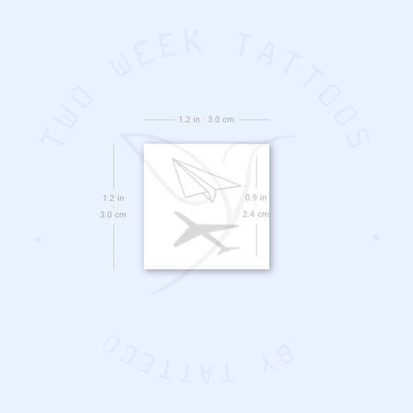 Paper Plane And Plane Semi-Permanent Tattoo - Set of 2