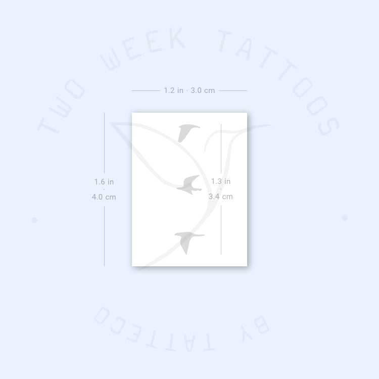 3 Small Flying Birds Semi-Permanent Tattoo - Set of 2