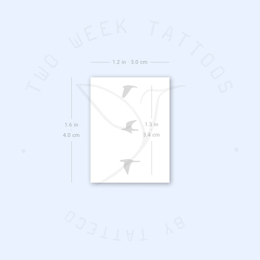 Tatuaje semipermanente de 3 pájaros pequeños voladores (juego de 2)