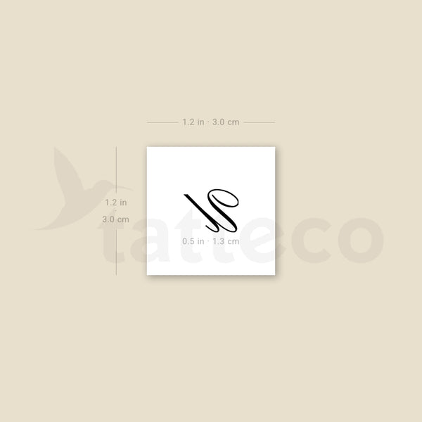 Letter U Script Temporary Tattoo - Set of 3