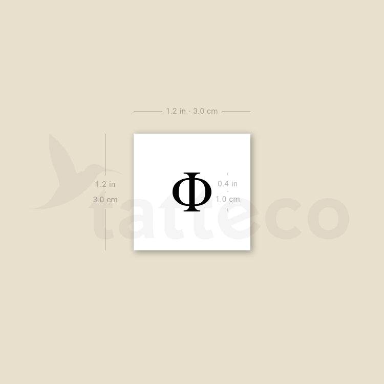 Uppercase Phi Temporary Tattoo - Set of 3
