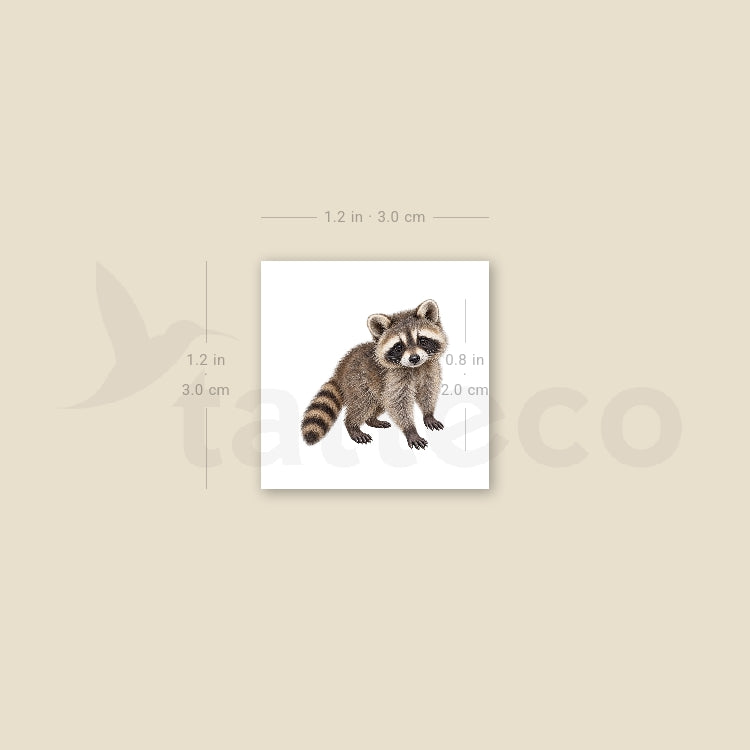 Baby Raccoon Temporary Tattoo - Set of 3