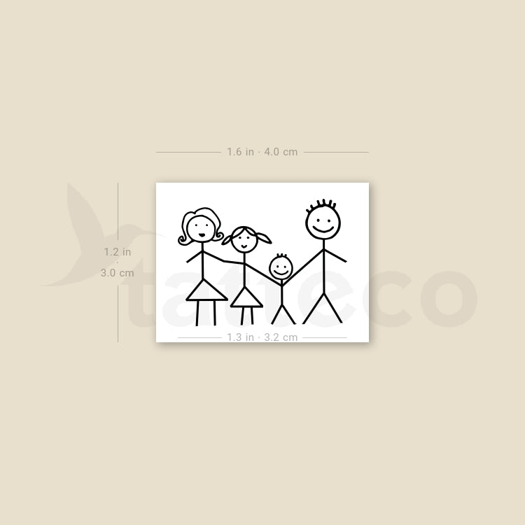 Family Drawing Temporary Tattoo - Set of 3