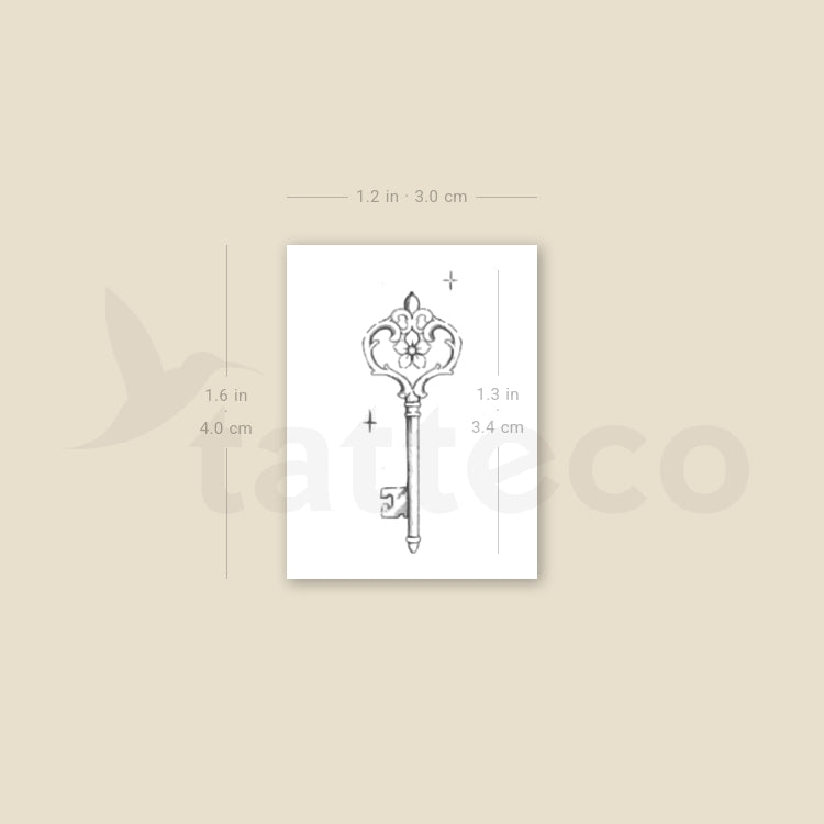 Vintage Key By Stefano Mazza Temporary Tattoo - Set of 3