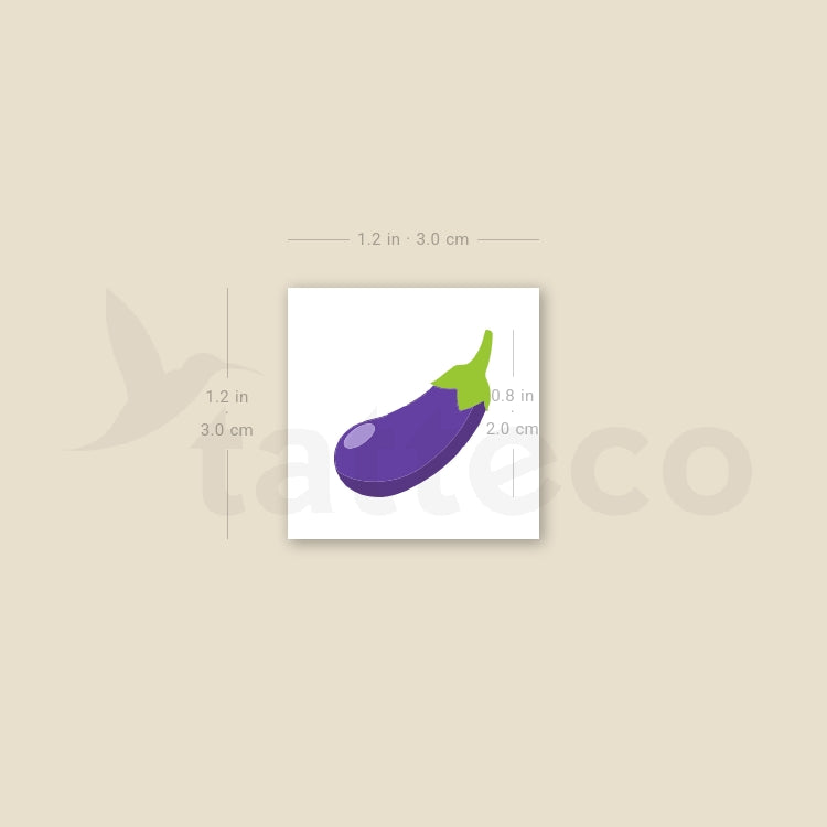 Small Eggplant Emoji Temporary Tattoo - Set of 3