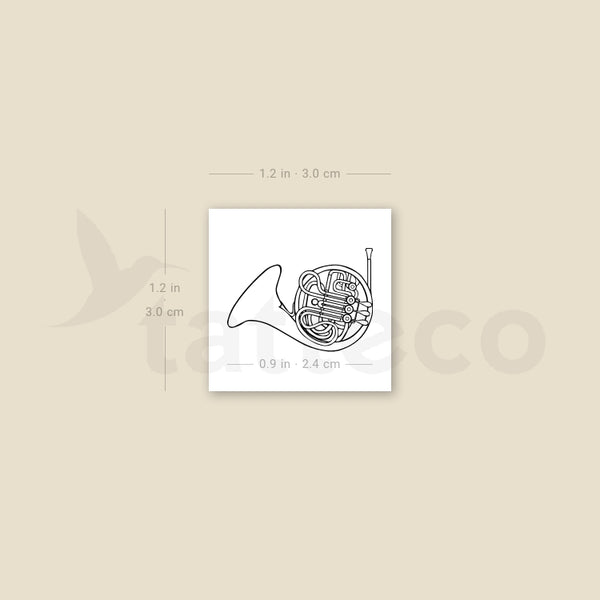 French Horn Temporary Tattoo - Set of 3