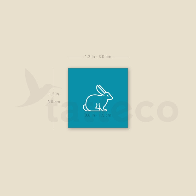 White Ink Rabbit Temporary Tattoo - Set of 3