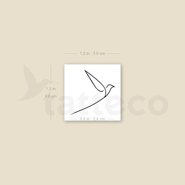 Continuous Line Bird Temporary Tattoo - Set of 3