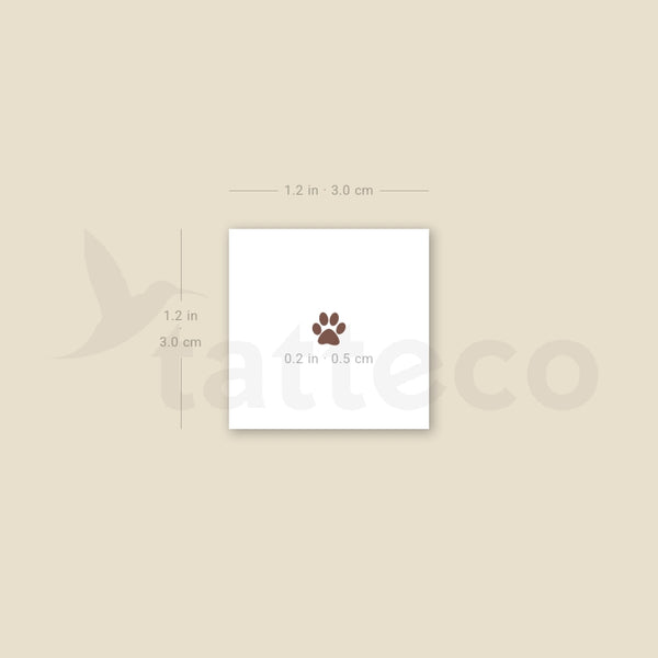 Brown Paw Print Temporary Tattoo - Set of 3